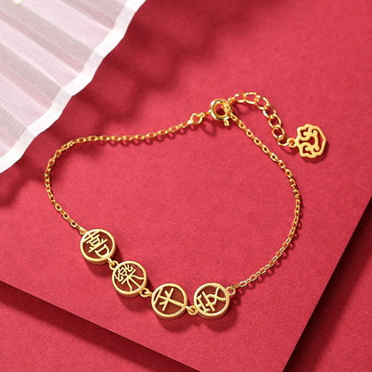 Handgemaakte vintage Gouden Armband