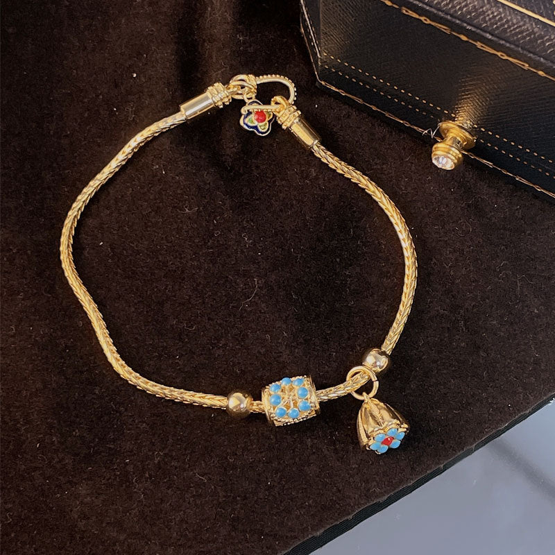 Handgemaakte vintage Gouden Armband