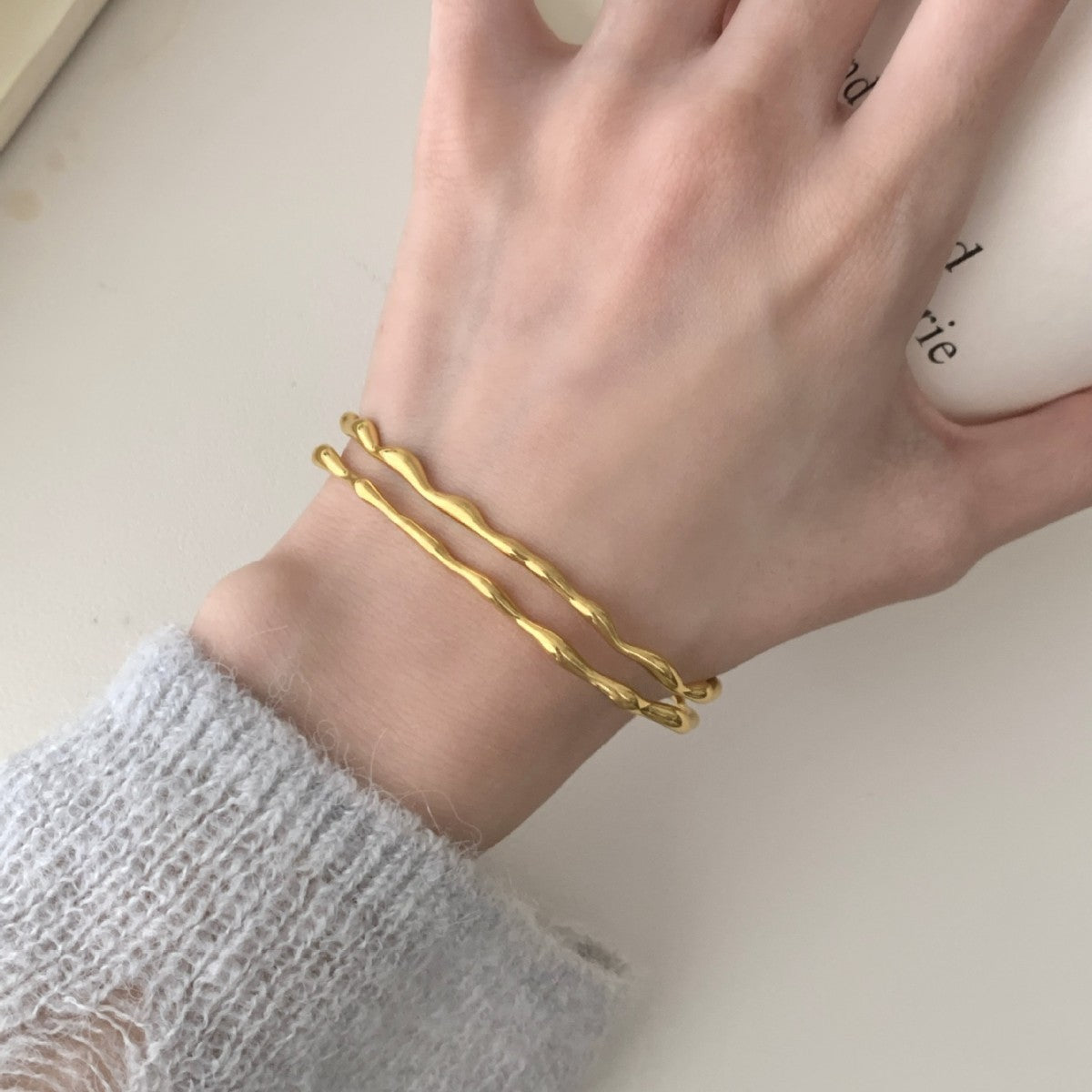 Handgemaakte vintage Gouden Armband