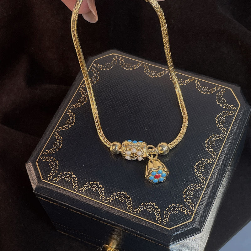 Handgemaakte vintage Gouden Armband